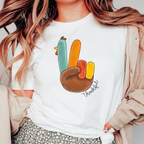 Thankful Turkey Shirt, Thanksgiving Turkey Shirt, Thankful Shirt - Picture 4 of 5